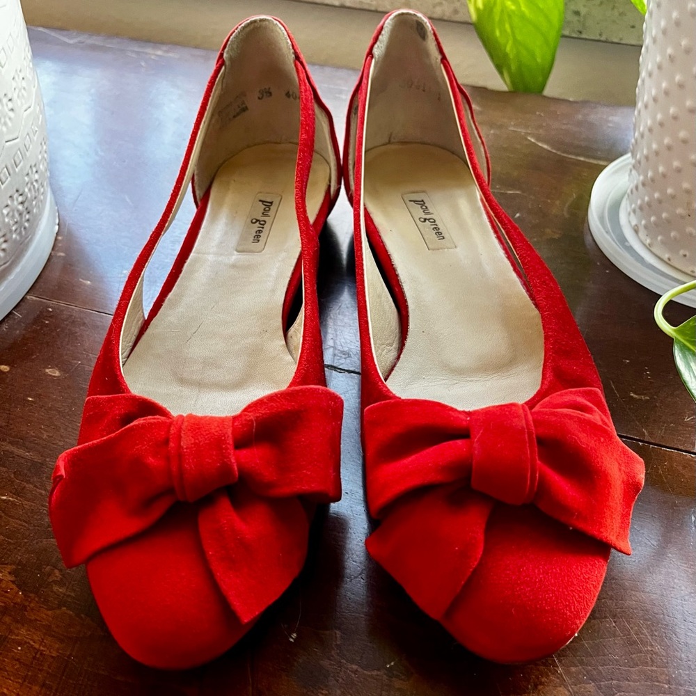 Paul Green Vibrant Red Flats with Bow